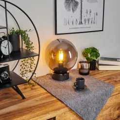 Suspension Verre Fumé-hofstein Lampe de table Vilmar Chrome, 1 lumière