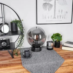 Suspension Verre Fumé-hofstein Lampe de table Vilmar Chrome, 1 lumière