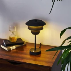 hofstein Lampe de table Wacissa Noir, 1 lumière, Changeur de couleurs* Lampes À Poser