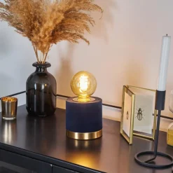 Lampes En Tissu-hofstein Lampe de table Weruga Bleu, Or, 1 lumière