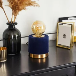 Lampes En Tissu-hofstein Lampe de table Weruga Bleu, Or, 1 lumière