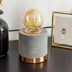 Lampes En Tissu-hofstein Lampe de table Weruga Gris, Laiton, 1 lumière