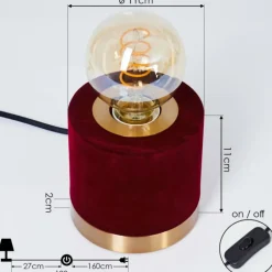 Lampes En Tissu-hofstein Lampe de table Weruga Laiton, Rouge, 1 lumière