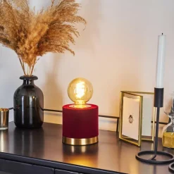 Lampes En Tissu-hofstein Lampe de table Weruga Laiton, Rouge, 1 lumière