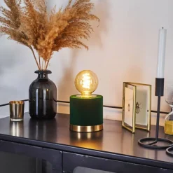 Lampes En Tissu-hofstein Lampe de table Weruga Vert, Laiton, 1 lumière