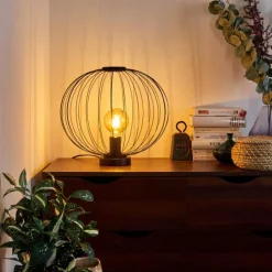 Lampes Vintages & Rétros-hofstein Lampe de table Wharua Noir, 1 lumière