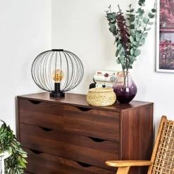 Lampes Vintages & Rétros-hofstein Lampe de table Wharua Noir, 1 lumière