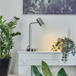 Luminaires Scandinaves-hofstein Lampe de table Zuoz Chrome, Nickel mat, 1 lumière