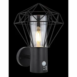 Luminaires Globo Lighting Lampe d'extérieur Globo HORACE Noir, 1 lumière, Détecteur de mouvement