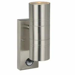 Luminaires Lucide Lampe d'extérieur Lucide ARNE Chrome, 2 lumières, Détecteur de mouvement