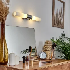 hofstein lampe miroir Morges Brun foncé, Nickel mat, 2 lumières