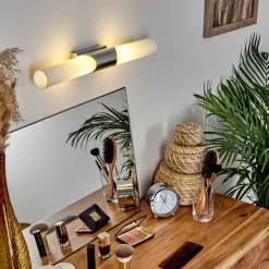 hofstein lampe miroir Morges Brun foncé, Nickel mat, 2 lumières