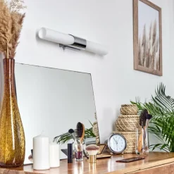 hofstein lampe miroir Morges Brun foncé, Nickel mat, 2 lumières