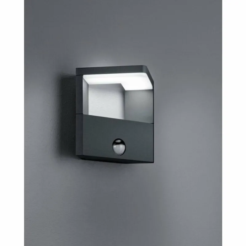 Luminaires Trio Lampe murale d'extérieur Trio Ganges LED Anthracite, 1 lumière, Détecteur de mouvement