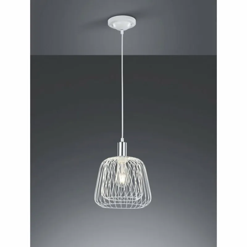 Lampes Industrielles-Luminaires Trio Lampe pendante Trio Sanna Chrome, Blanc, 1 lumière