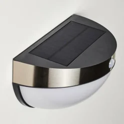 hofstein Lampe solaire Basra LED Chrome, 1 lumière, Détecteur de mouvement