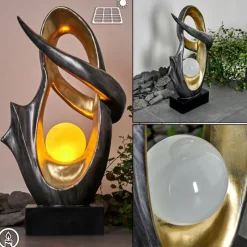 Luminaires Rustiques-hofstein lampe solaire Benevento LED Or, Argenté, 1 lumière