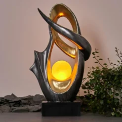 Luminaires Rustiques-hofstein lampe solaire Benevento LED Or, Argenté, 1 lumière