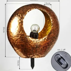 Luminaires Rustiques-hofstein lampe solaire Benevento LED Cuivre, Rouille, Transparent, 1 lumière