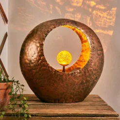 Luminaires Rustiques-hofstein lampe solaire Benevento LED Cuivre, Rouille, Transparent, 1 lumière