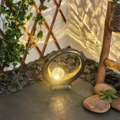 Luminaires Rustiques-hofstein lampe solaire Benevento LED Or, Noir, 1 lumière