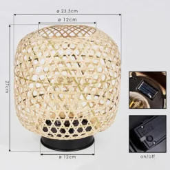 Style Boho-Chic-hofstein lampe solaire Conneaut LED Bois clair, Noir, 1 lumière