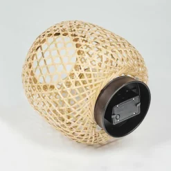Style Boho-Chic-hofstein lampe solaire Conneaut LED Bois clair, Noir, 1 lumière