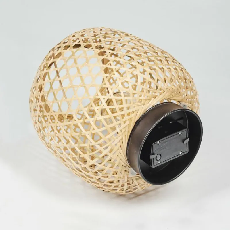Style Boho-Chic-hofstein lampe solaire Conneaut LED Bois clair, Noir, 1 lumière
