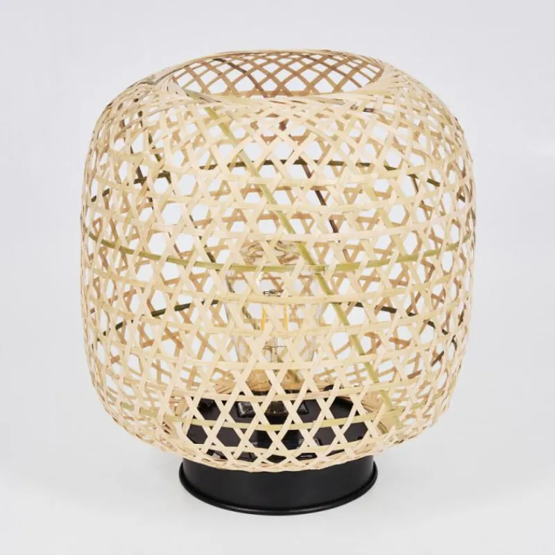 Style Boho-Chic-hofstein lampe solaire Conneaut LED Bois clair, Noir, 1 lumière
