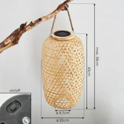 Style Boho-Chic-hofstein lampe solaire Conneaut LED Brun, Bois clair, 1 lumière