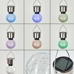 hofstein Lampe solaire Falco LED Acier inoxydable, 1 lumière, Changeur de couleurs