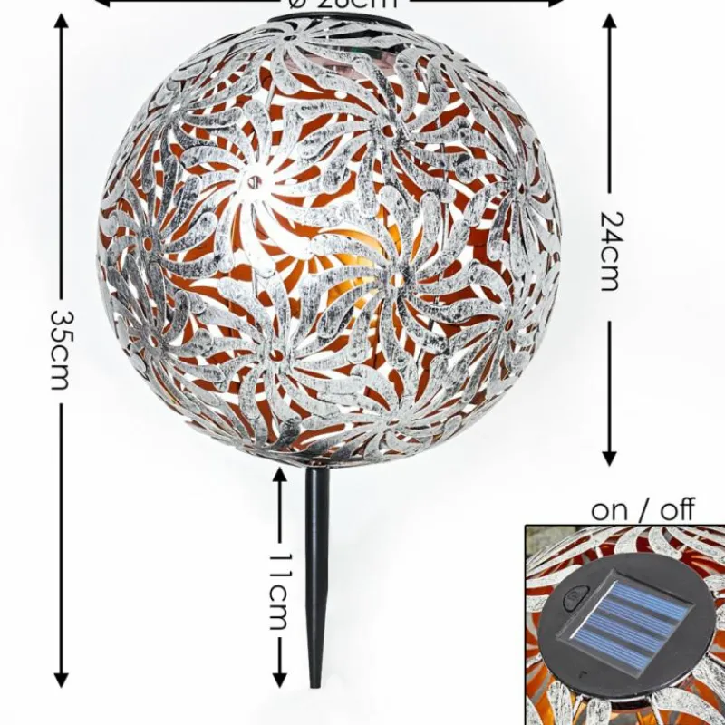 Lampes Dorées-hofstein lampe solaire Gilbert LED Argent Oxydé, Or, 1 lumière