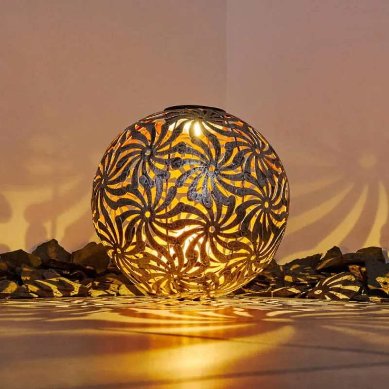 Lampes Dorées-hofstein lampe solaire Gilbert LED Argent Oxydé, Or, 1 lumière