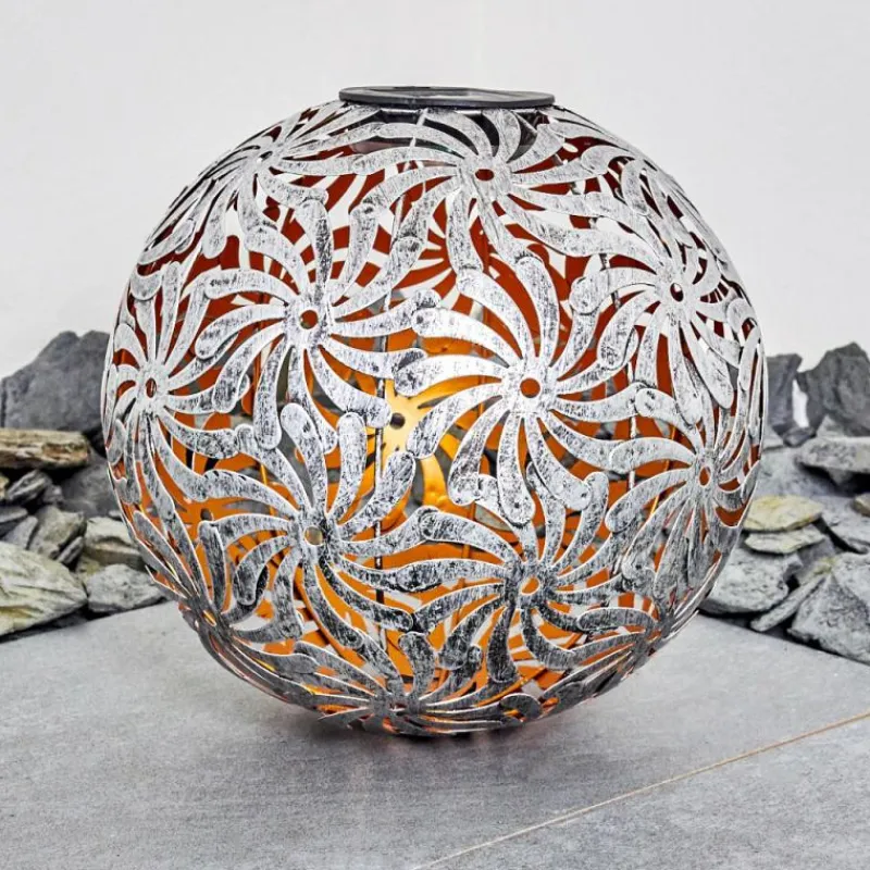 Lampes Dorées-hofstein lampe solaire Gilbert LED Argent Oxydé, Or, 1 lumière