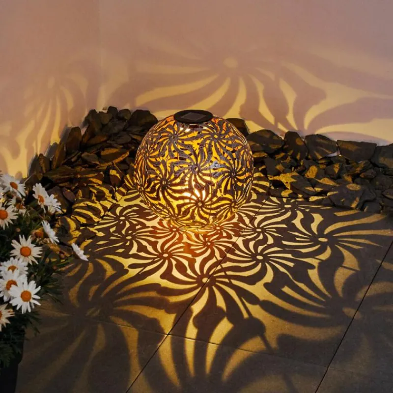 Lampes Dorées-hofstein lampe solaire Gilbert LED Argent Oxydé, Or, 1 lumière