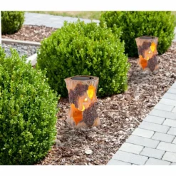 Luminaires Rustiques-Luminaires Globo Lighting lampe solaire Globo BAUM LED Couleur bois, Blanc, 1 lumière