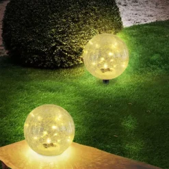 Lampes À Boules-Luminaires Globo Lighting Lampe solaire Globo FROST LED Noir, 15 lumières