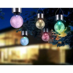 Luminaires Rustiques-Luminaires Globo Lighting lampe solaire Globo LED Acier inoxydable, 1 lumière, Changeur de couleurs