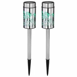 Luminaires Globo Lighting lampe solaire Globo LED Acier inoxydable, 2 lumières, Changeur de couleurs