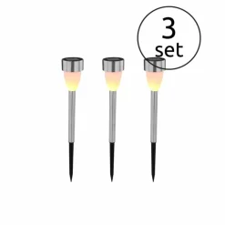 Luminaires Globo Lighting lampe solaire Globo LED Acier inoxydable, 3 lumières