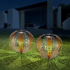 Lampes À Boules-Luminaires Globo Lighting lampe solaire Globo LED Argenté, 1 lumière