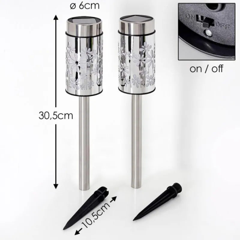 hofstein lampe solaire Gorizia LED Acier inoxydable, 2 lumières, Changeur de couleurs