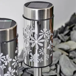 hofstein lampe solaire Gorizia LED Acier inoxydable, 2 lumières, Changeur de couleurs