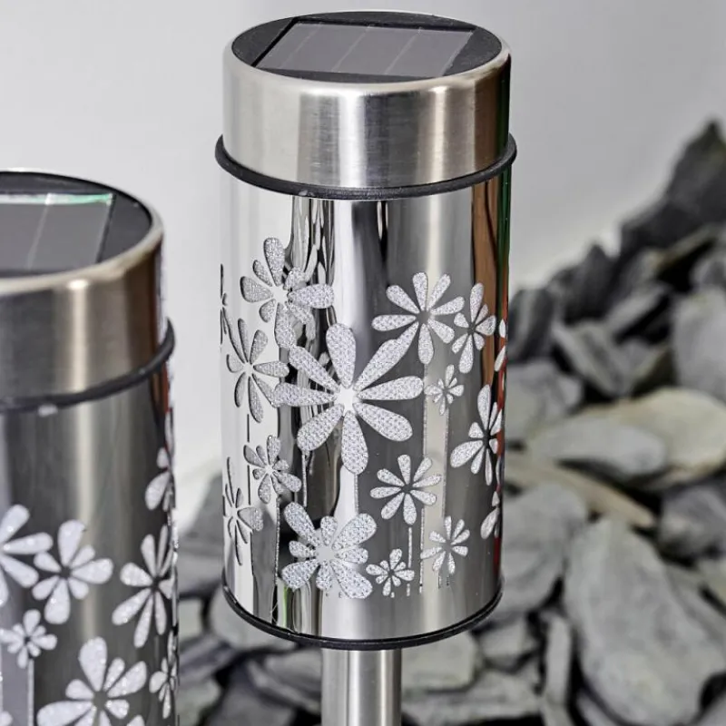 hofstein lampe solaire Gorizia LED Acier inoxydable, 2 lumières, Changeur de couleurs