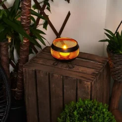 Luminaires Orientaux-Lampe solaire Harimal LED Cuivre, Noir, 1 lumière