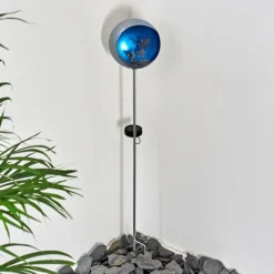 Luminaires Rustiques-hofstein lampe solaire Loano LED Bleu, Argenté, 1 lumière