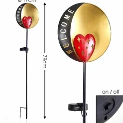 Lampes Dorées-hofstein lampe solaire Lodz LED Rouge, Noir doré, 1 lumière