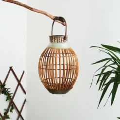 hofstein lampe solaire Mazomanie LED Bois clair, Rouille, 1 lumière