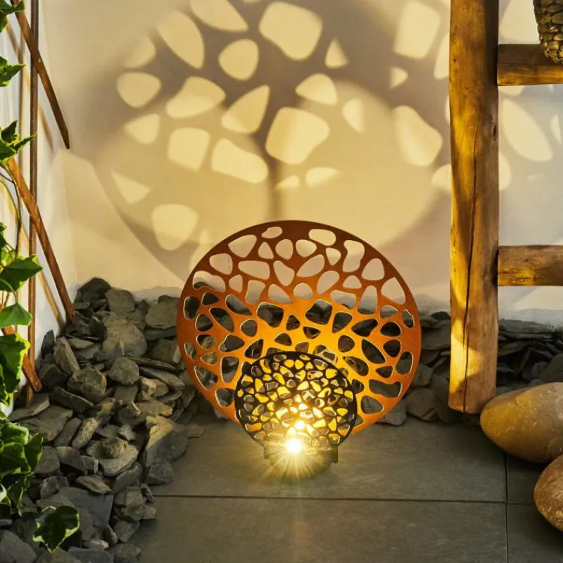 Luminaires Orientaux-hofstein lampe solaire Mesan LED Rouille, Noir, 2 lumières