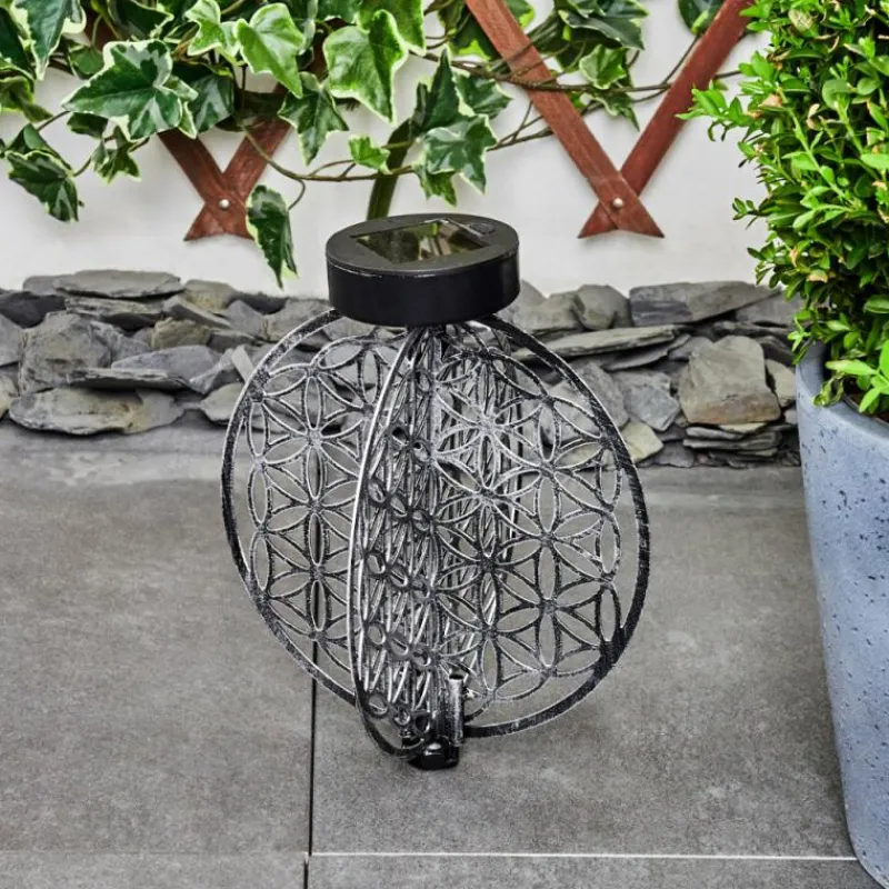 Luminaires Orientaux-hofstein lampe solaire Mésan LED Noir, Argenté, 1 lumière